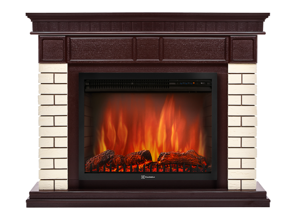 Портал Firelight Bricks 30 камень бежевый, шпон темный дуб