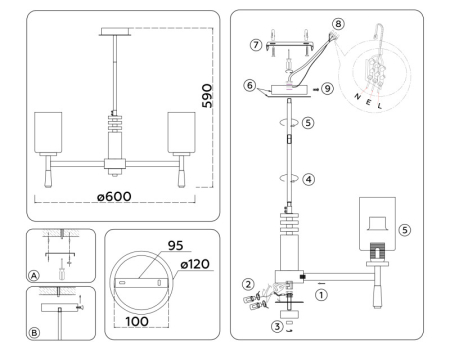 Люстра на штанге Ambrella Light LH56261