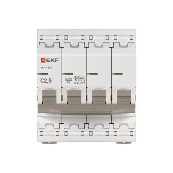 Выключатель автоматический 4п C 2.5А 4.5кА ВА 47-63N PROxima EKF M63442T5C