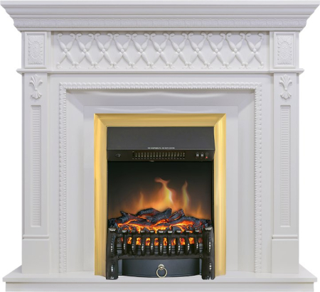 Royal Flame Каминокомплект Alexandria - Белый с очагом Fobos FX Brass