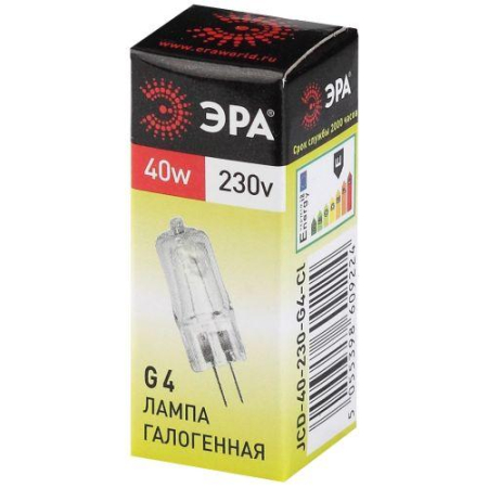 Лампа галогенная G4-JCD-40W-230V-Cl 40Вт G4 230В Эра C0039280