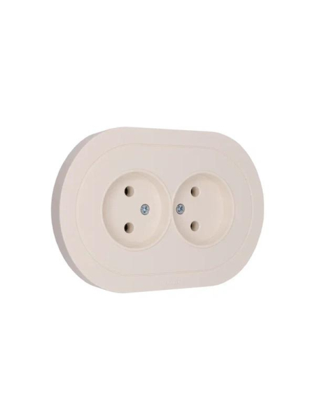 Розетка 2-м СП OSEN без заземл. ПБТ круглая механизм сл. кость LEZARD 744-9000-128B