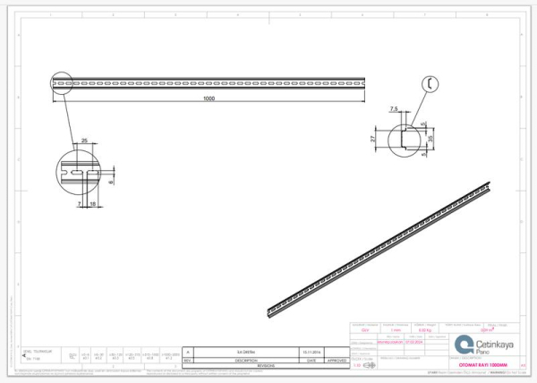 DIN-рейка перфорированная 35х7.5мм L2000 оцинк. Cetinkaya Pano CP4984