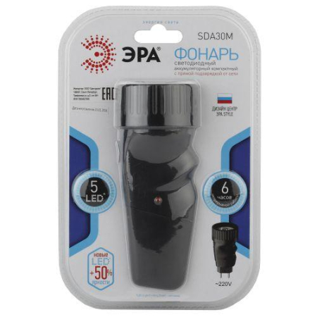 Фонарь аккумуляторный SDA30M 5LED эконом Эра Б0020022