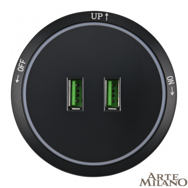Трековая система розеток Arte Milano 380066TS LED/USBx2 Black