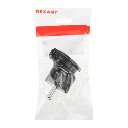 Вилка Евро угловая с з/к 16А черная REXANT