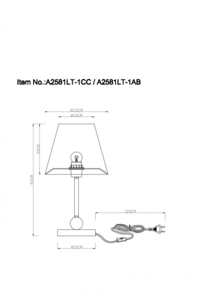 Настольная лампа ARTE Lamp A2581LT-1AB