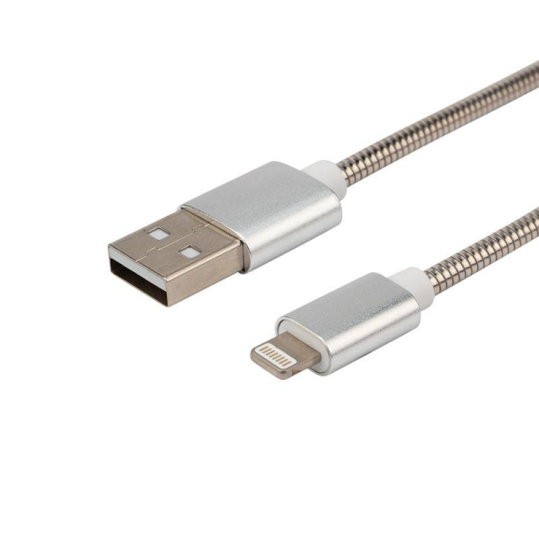 Кабель USB-A – Lightning для Apple, 2,4А, 1м, в металлической оплетке REXANT