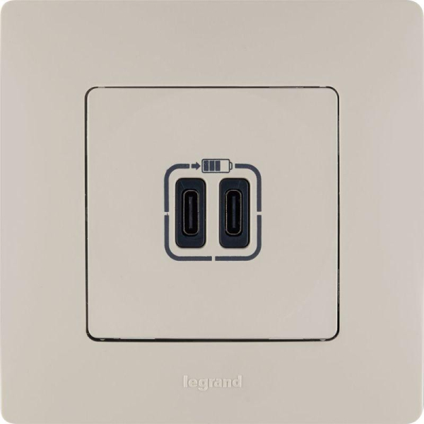 Устройство зарядное Etika с 2-мя USB разъемами C и C 240В/5В 3000мА сл. кость IEK 672335