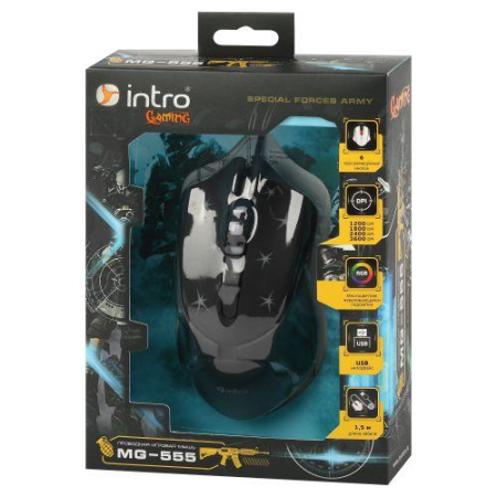 Мышь MG555 игровая проводная 800-3600dpi черн. Intro Б0060197