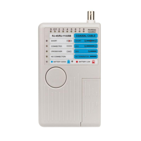 Тестер кабеля универс. RJ-45+RJ-11+RJ-12+USB+BNC (HT-2468B) REXANT 12-1003