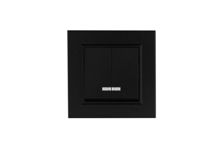 Выключатель двухклавишный с подстветкой Karea черн. Makel 56054023
