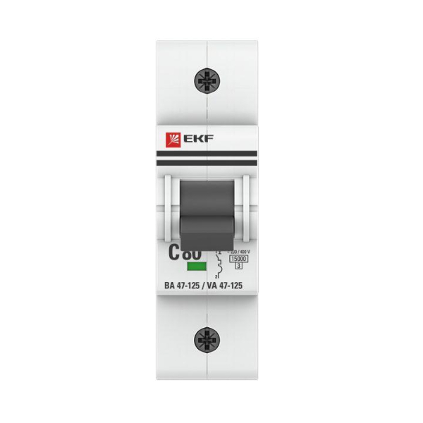 Выключатель автоматический модульный 1п D 80А 15кА ВА 47-125 PROxima EKF mcb47125-1-80D
