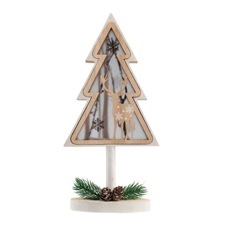 Деревянная фигурка с подсветкой Елка на подставке 14,5х5х30 см