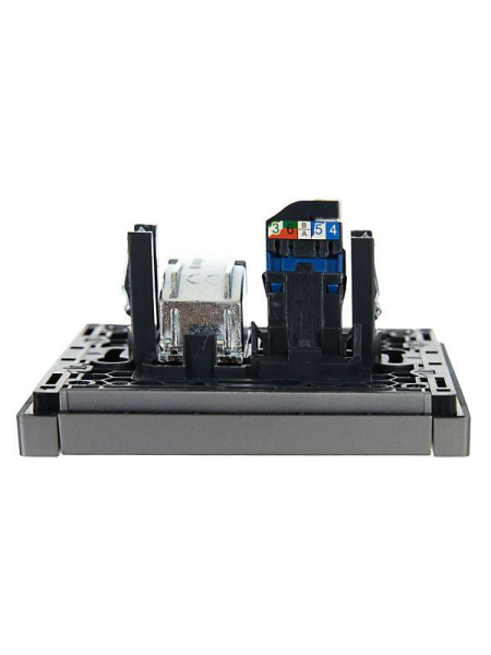 Розетка 2-м TV+RJ45 кат.6 FORTE&PIANO FP537 сталь IEK FP-AK20-2-K46