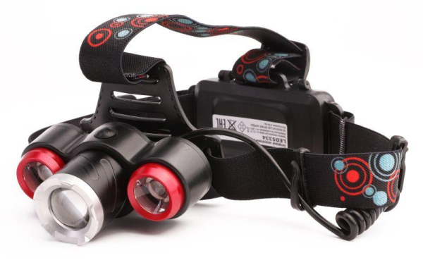 Фонарь налобный аккумуляторный LED5334 3.7В 3LED 5Вт фокус 2 ак. 4 реж. USB бокс черн. Ultraflash 15031