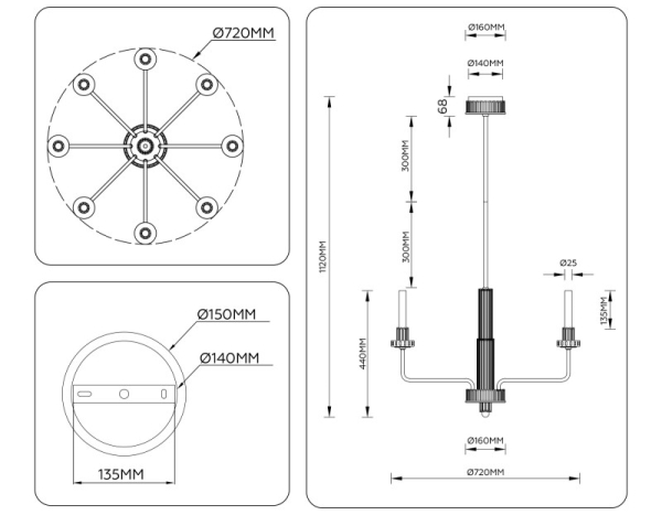 Люстра на штанге Ambrella Light LH53126