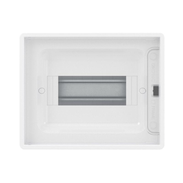 Щиток настенный 8мод. FRAME с прозр. дверцей с 2 шинами PEN на 6 и 8 отверст. бел. DKC F08W1WT