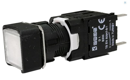 Кнопка нажимная возвратная квадратная (1НО) бел. EMAS D100KDB