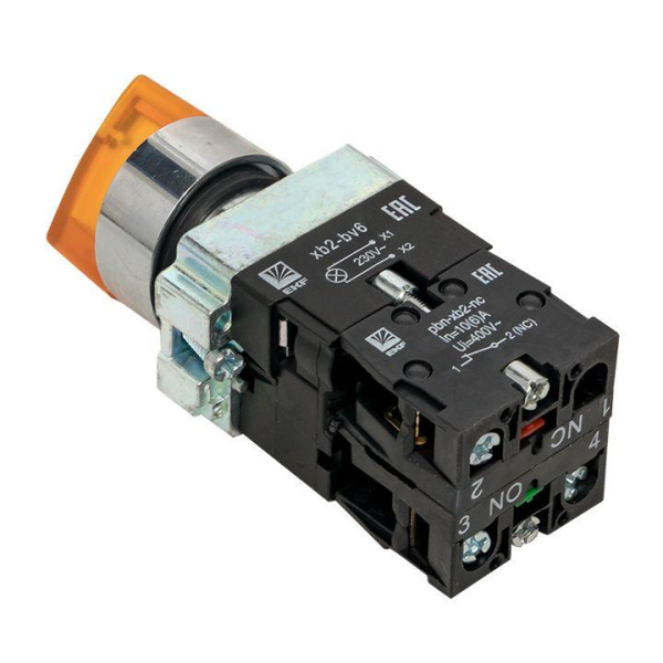 Переключатель BD21 2P с желт. подсветкой 230В NO PROxima EKF xb2-bk21-y-230