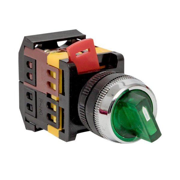 Переключатель ANC-22 3P зел. с подсветкой 220В NO+NC EKF psw-ans-3p-g-220