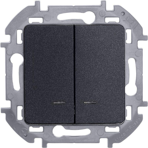 Выключатель 2-кл. Inspiria 10А IP20 250В 10AX с подсветкой/индикацией механизм антрацит IEK 673633