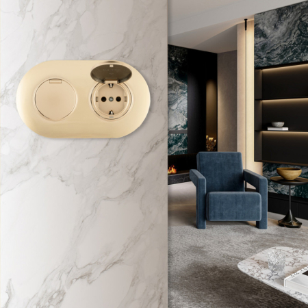 Розетка Arte Milano SET08-2-41-1x2 shampan