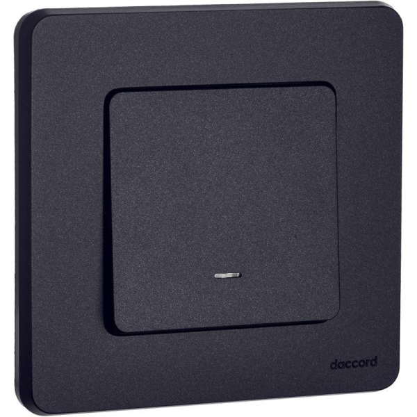 Переключатель 1-кл. Inspiria 10А IP20 250В 10AX с подсветкой/индикацией механизм антрацит IEK 673663