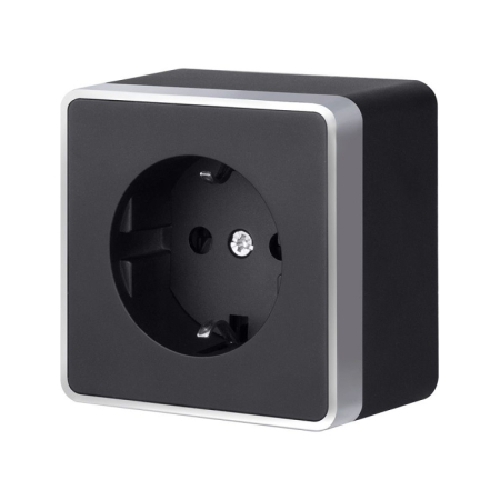 Розетка Werkel W5071134 черный с серебром