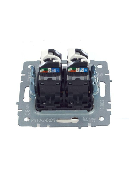 Розетка компьютерная двойн. СП RJ45 кат.5E BRITE РК10-2-БрЖ механизм жемчуж. IEK BR-K20-1-K36
