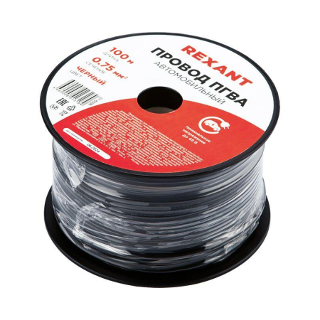 Провод ПГВА 1х0,75мм², черный, бухта 100м REXANT