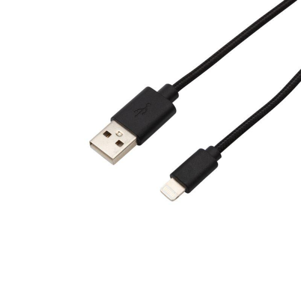 Кабель USB-A – Lightning для Apple, 2,4A 1м, в черной нейлоновой оплетке REXANT