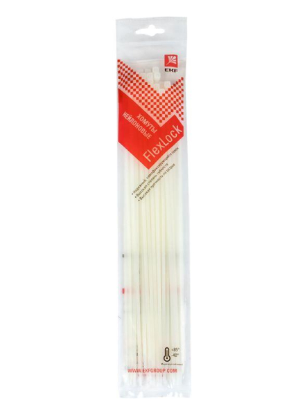 Хомут P6.6 3.6х370 FlexLock стандартный бел. (уп.100шт) PROxima EKF plc-fl-ctsw-3.6x370