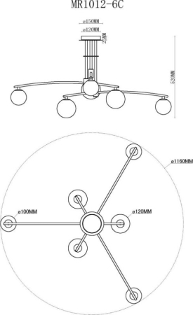 Люстра на штанге MyFar MR1012-6C
