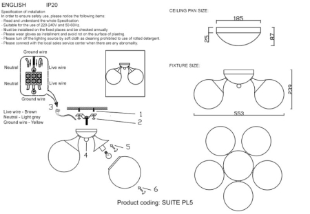 Накладная люстра Crystal Lux SUITE PL5 BRONZE