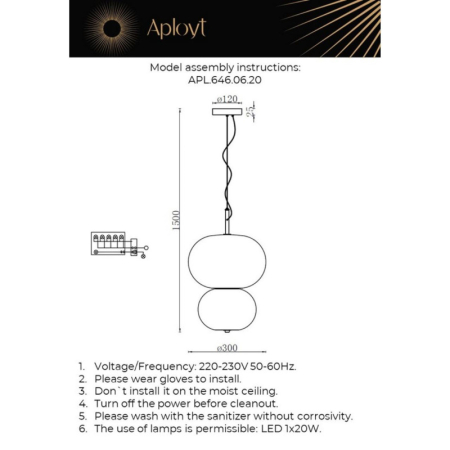 Подвесной светильник APLOYT APL.646.06.20