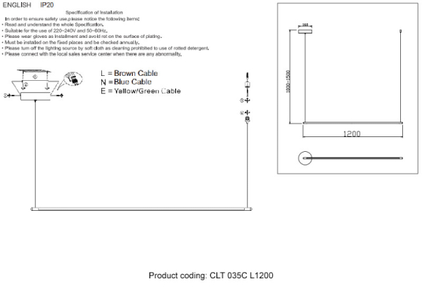 Линейный светильник Crystal Lux CLT 035C L1200 GO