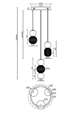 Каскадная люстра Maytoni MOD273PL-L33G3K