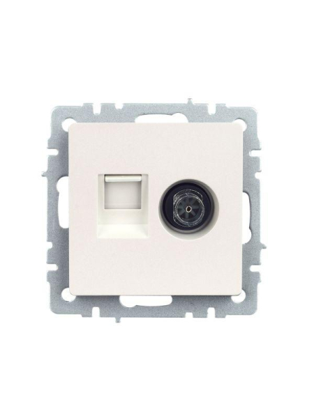 Розетка компьютерная + телевизионная 2-м Brite РТВ/РК12-БрЖ RJ45 кат.5E + TV механизм жемчуж. IEK BR-AK20-1-K36