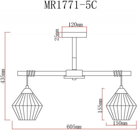 Люстра на штанге MyFar MR1771-5C