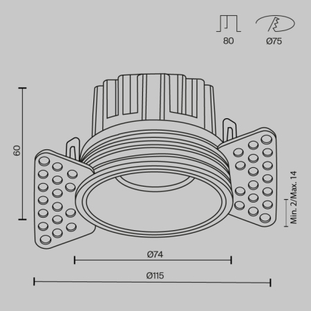 Встраиваемый светильник Maytoni Technical DL058-12W4K-TRS-BS