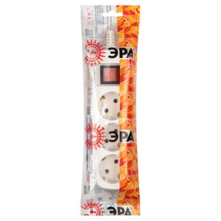 Колодка удлинителя 3-м с заземл. KX-3es с выкл. Эра Б0028342