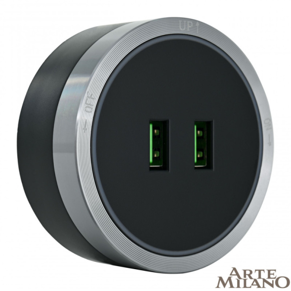 Трековая система розеток Arte Milano 380066TS LED/USBx2 Grey