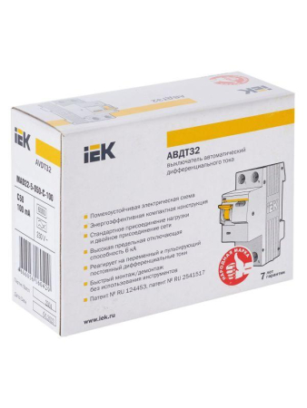 Выключатель автоматический дифференциального тока 2п (1P+N) C 50А 100мА тип A 6кА АВДТ-32 KARAT IEK MAD22-5-050-C-100