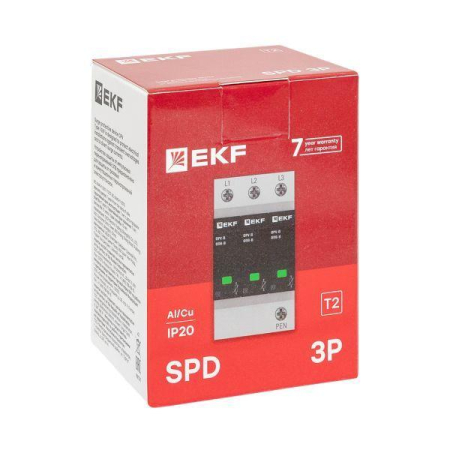 Ограничитель перенапряжения имп. ОПВ-В/3P In 30кА 400В EKF opv-b3
