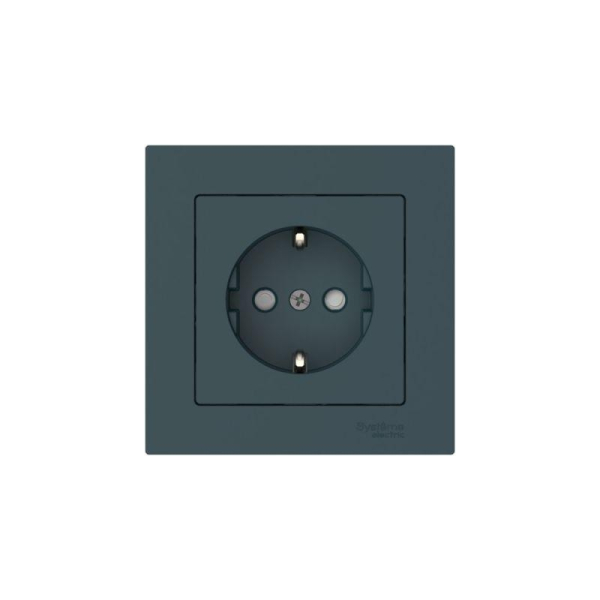 Розетка AtlasDesign 16А с заземл. защ. шторки быстрозажим. клем. в сборе изумруд SE ATN000844S