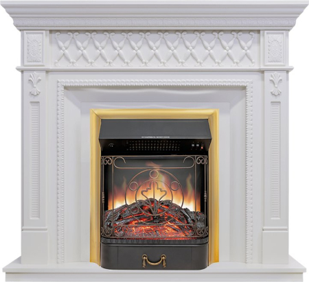 Royal Flame Каминокомплект Alexandria - Белый с очагом Majestic FX Brass