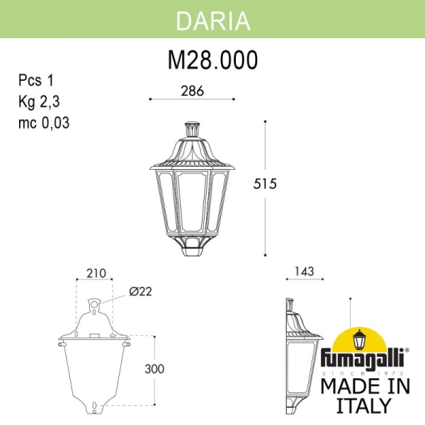 Светильник настенный Fumagalli M28.000.000.BXE27