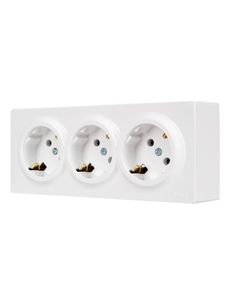 Розетка 3-м ОП LETO с заземл. закрытый корпус ПБТ бел. LEZARD 752-0200-127BUP