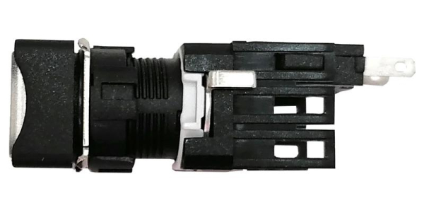 Кнопка нажимная возвратная квадратная (1НО) бел. EMAS D100KDB